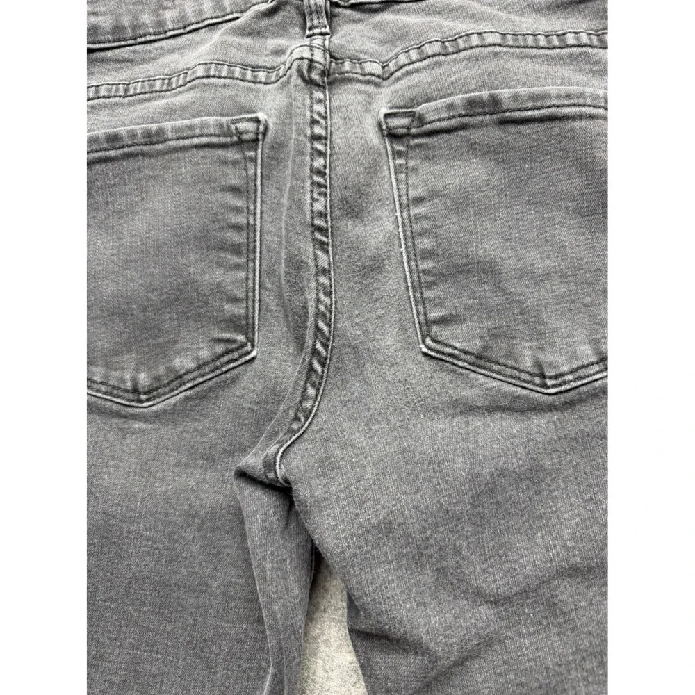 Frame Denim Le Skinny de Jeanne Jeans 27 Charcoal Gray Distressed Knee Raw Hem